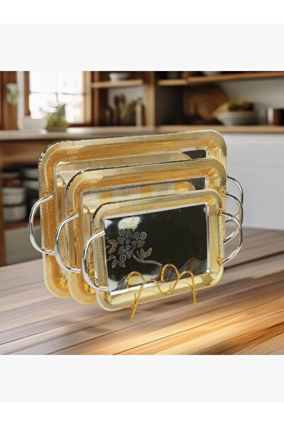 rexa طقم تاباسي أنيق من الفولاذ المقاوم للصدأ باللونين الفضي والذهبي مكون من ثلاث قطع - 2SS7-1060