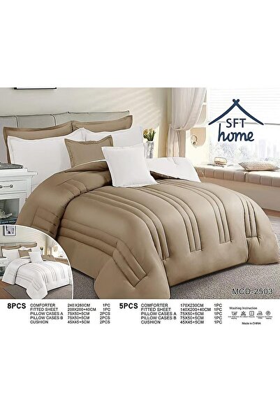 Brides Plain double bedspread set, 8 pieces, fixed filling, quilt size 240 x 260 cm