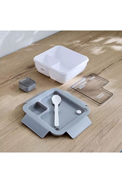 Home Box Ezra Square Lunch Box with Spoon and Fork - 1100 ml