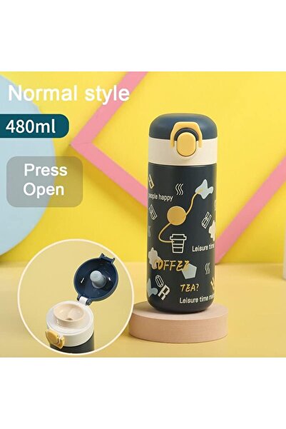 Cocobee Steel Water Bottle for Kids Bottle Double Walled Vacuum Insulated Bottle Flask for School Blue 480ML
