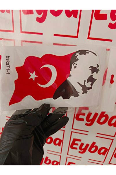 EYBA STİCKER Ataturk and Flag 12X18 cm Print 1 Color Printing Sticker, Bicycl...