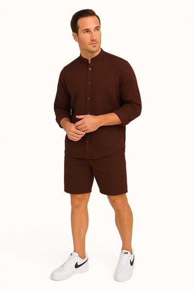 STITCH by MH Mens linen Shirt with short set