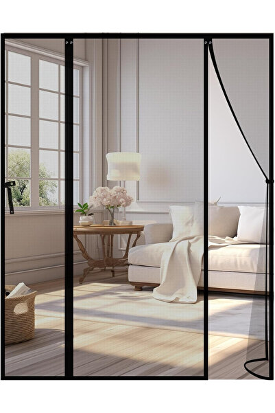 OEM Plasă anti-insecte neagră pentru ușă 160x200 cm, cu magneți, fără găurire, set complet de montare