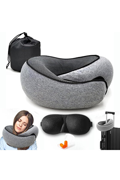 WEBYO Pernă de Călătorie din Spumă cu Memorie pentru Gât, Avion & Mașină, Ajustabilă, 3 Accesorii