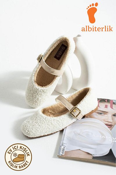 AlbiShoes Women's Winter Belted Buckle Plush Woolen Furry Dowry Bundle Fluffy Home Indoor Outdoor Ballerinas