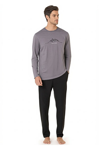 Pierre Cardin Ανδρικό σετ πιτζάμες με μακρυμάνικο βαμβακερό λαιμόκοψη νέας σεζόν VRP.C.P61E01.Y01