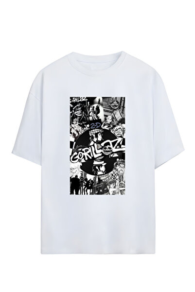 GraffTee GORILLAZ UNISEX PAMUČNA MAJICA PREVELIKOG KROJA