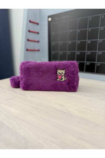 Çanta Trend Plush Pen Holder with Cat Pattern