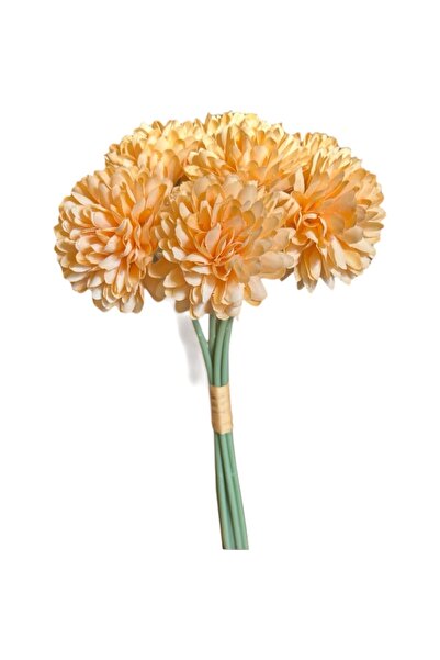 Lilac Home Yapay Çiçek Top Krizantem 7’li Kartopu Demeti 30 cm Şeker Turuncu
