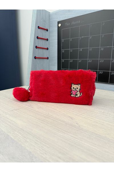 Çanta Trend Plush Pen Holder with Cat Pattern