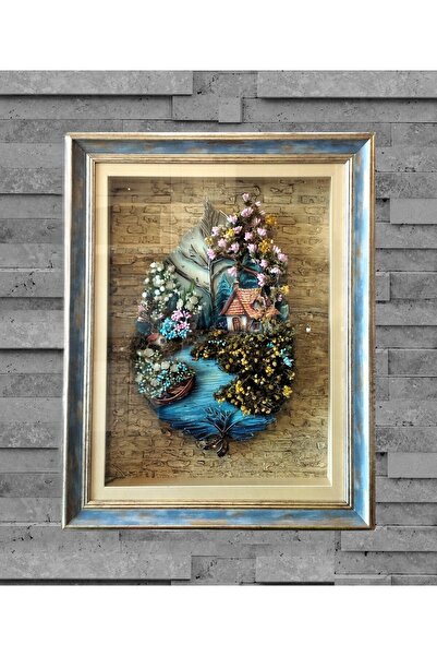 NeednStore El Yapımı 3 Boyutlu Manzara Rölyef Çalışması - Ledli Çerçeveli