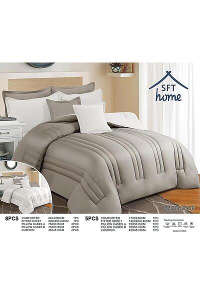 Gerenic Plain double-sided bedspread, suitable for a 140 x 200 cm mattress / 170 x 230 cm quilt, 5-piece set