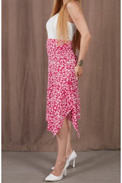 MİNTOLA STORE Women's Asymmetrical Cut Floral Patterned Skirt