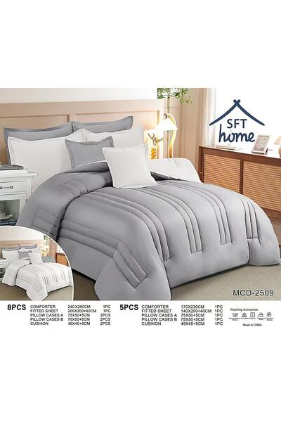 Gerenic Plain double-sided bedspread, suitable for a 140 x 200 cm mattress / 170 x 230 cm quilt, 5-piece set