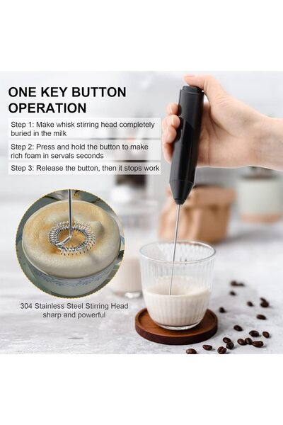 Generic NEW Electric Milk Frother Handheld with Stainless Steel Stand Battery Powered Foam Maker, Whisk Drin