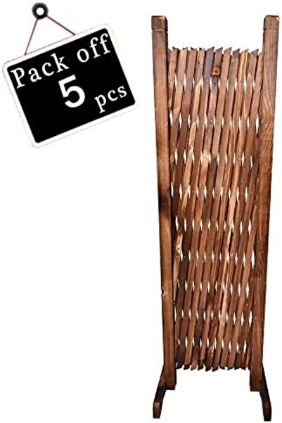 genric FFD Wooden Freestanding Portable Expandable Garden Fence - Wicker Trellis Pet Gate 120cm Pack of 5