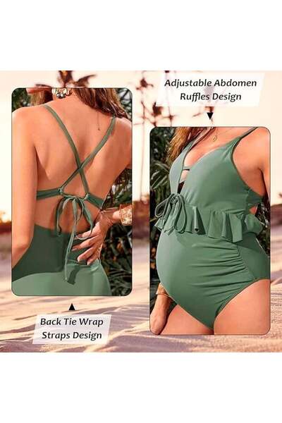OEM One-piece swimsuit for pregnant women, green, size XL