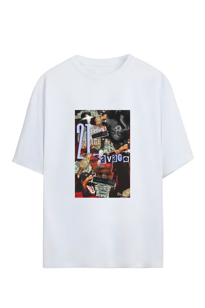 GraffTee 21 تي شيرت قطني كبير الحجم للجنسين من SAVAGE