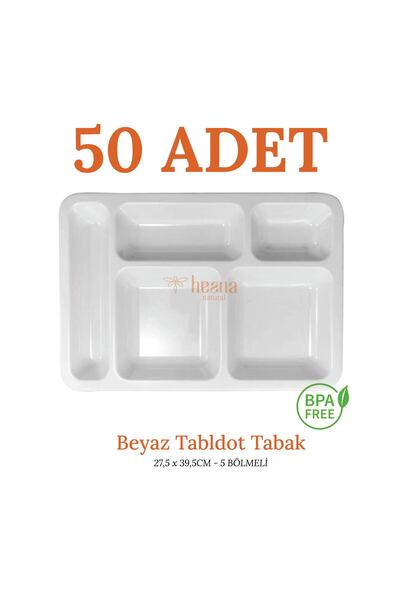 Hesna Natural 5 Gözlü Beyaz Tabldot Tabak, Tabilot, Tabildot