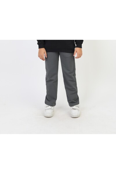SLOBODA Unisex Underwear Ribbed Waist Straight Leg Gray School Pants