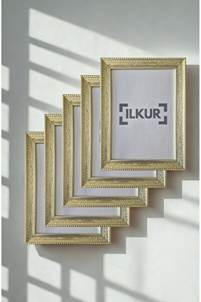 ilkur A4 Size (21X30 cm) Wooden Patterned Frame Set of Five