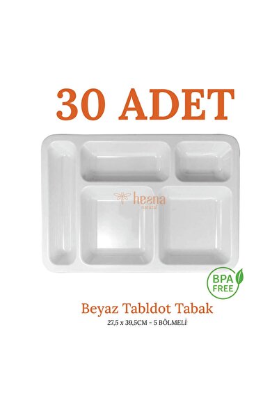 Hesna Natural 5 Gözlü Beyaz Tabldot Tabak, Tabilot, Tabildot