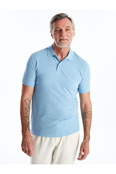 LC Waikiki Синя поло з коротким рукавом і коміром-піке для чоловіків