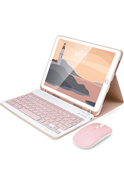 SIGLOO Wireless Bluetooth keyboard and mouse case compatible with Nokia T21 2022 10.4 inches pink
