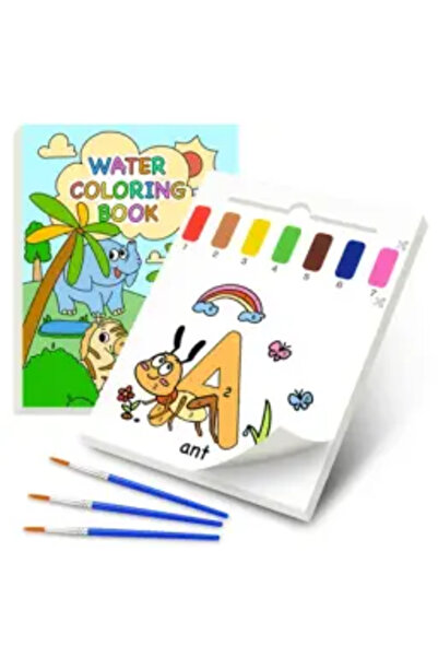 OEM Carte de colorat pe bază de apă, 26 de pagini, acuarele și 3 pensule - Animale din pădure