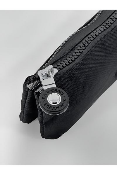 H&D COLLECTİON Women's Crinkle Fabric Hand and Cross Strap Coin Compartment Pen Holder/Wallet Type Makeup Bag