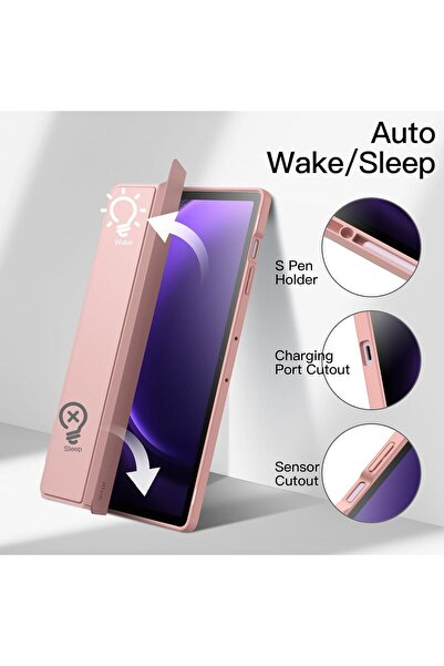 SIGLOO Husa premium Samsung Galaxy Tab S10/S10Fe/S9/S9Fe 11", piele , spate transparent, Pink