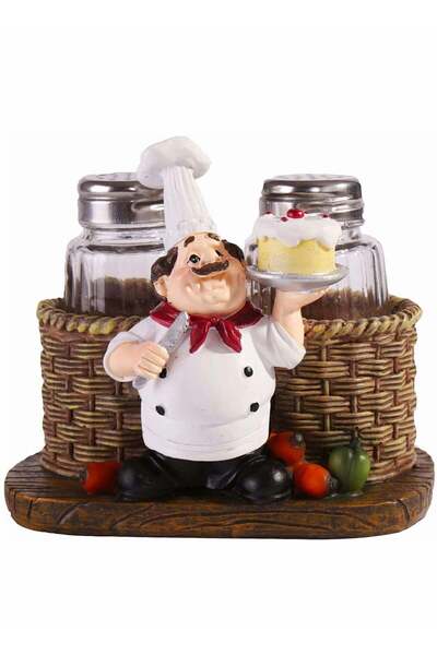Generic Glass Spice Jars, Salt and Pepper Shakers Set, Chef Statue Decorative...