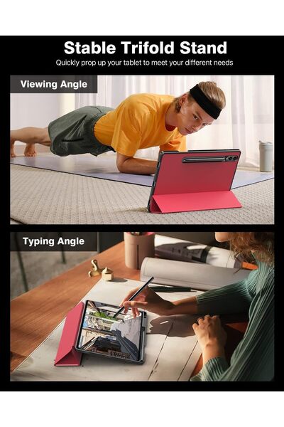 SIGLOO Husa premium Galaxy Tab S9 Plus S9 FE+ 12.4 inci UltraSlim stand sleep wake Smart Burgundy