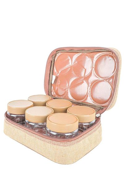 Generic ALGHAFA Spice Box Bag, 6 pieces, 300 ml, wooden color, 6 pieces, from Al Ghafa