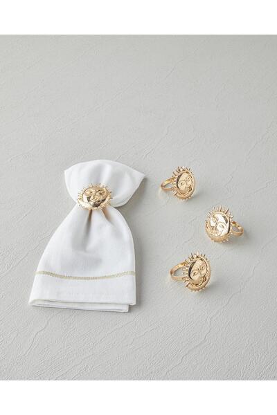 English Home Talis Man Moon Metal 4-Piece Napkin Ring 5X4 cm Gold