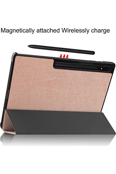 SIGLOO Husa slim Smart Cover Trifold pentru Samsung Tab S8 Plus S7 FE S7 Plus 12.4 inci rose gold