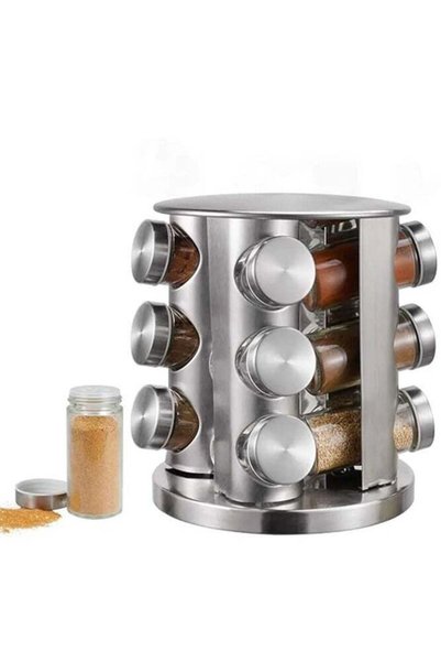 Generic Rotating Spice Rack Organizer with 12 Glass Jars – 360° Revolving Spi...
