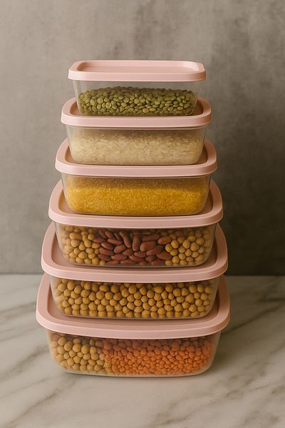 CEZVE HOME Set of 6 Square Food Storage Containers Multi-Purpose Storage Container Suitable for Microwave and Deep Freezer