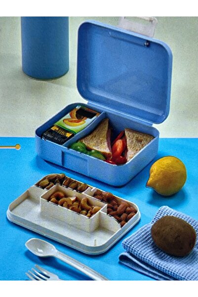 EZMK EV GEREÇLERİ 5 Compartment Portable Food Container, Lunch Box, Diet Nutrition Box, Storage Container Fork Spoon 1700 ml