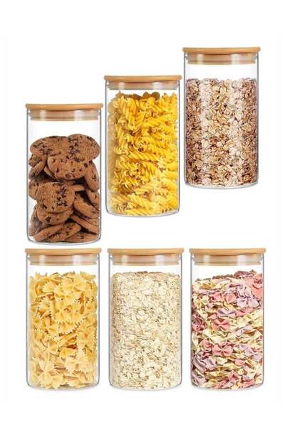 Generic 6 Pack Glass Jars, 250ml Airtight Food Storage Containers Spice Jars with Bamboo Lids, Clear Cups S