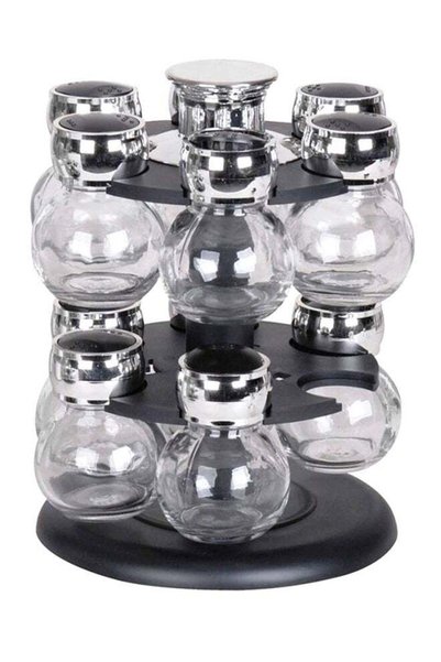 Generic 16-Piece Spice Jar Rack Set Black