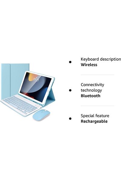 SIGLOO Wireless Bluetooth keyboard and mouse case compatible with Nokia T21 2022 10.4 inches Gold