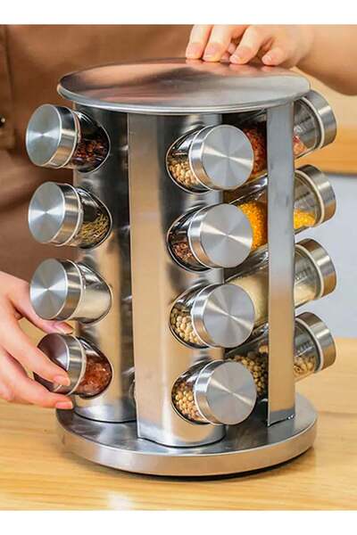 Generic PROMASS Spice Carousel 16 Jar Revolving Spice Rack Stainless Steel