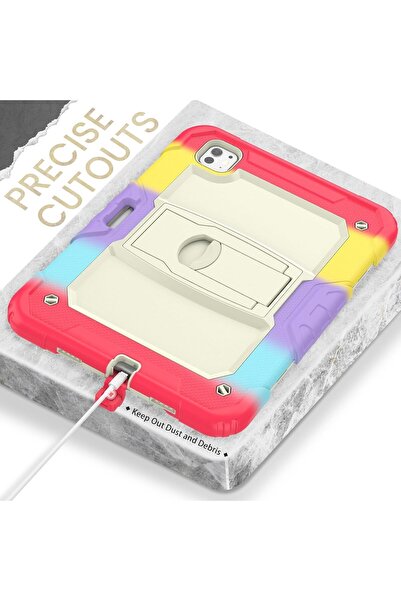 SIGLOO Husa premium iPad Mini 7/6 8.3", protectie, suport creion, stand, curea Rosu Multicolor