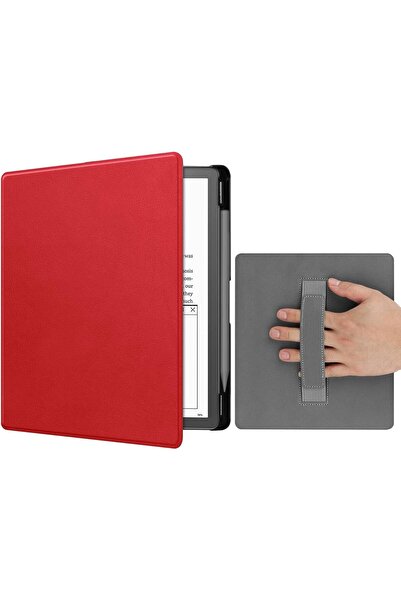 SIGLOO Kindle Scribe 10.2 inch Case PU Leather Hand Strap Pen Holder Auto Sleep Wake Red