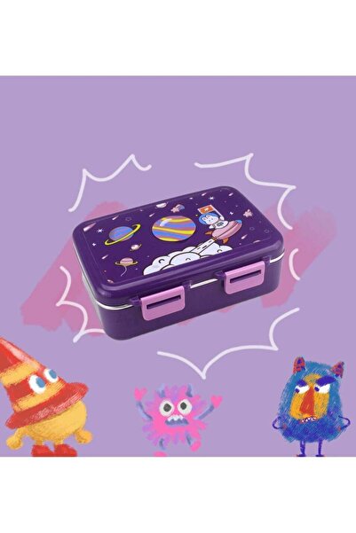 Generic Cute Cartoon Children's Bento Box with 3 Compartments of Stainless St...