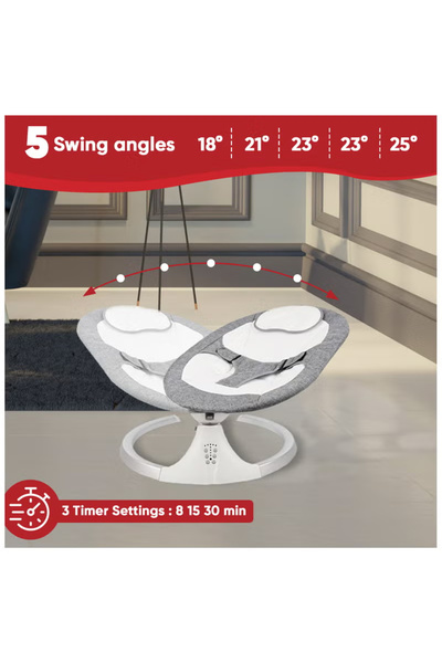 Cady One Electric Baby Rocking Chair Bluetooth Music Remote Control Mosquito Net and 5 Adjustable Speeds