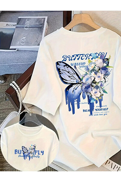 Marco Fresco Bluză de damă cu mânecă scurtă, supradimensionată, cu imprimeu f...