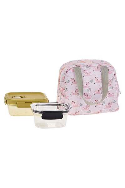 Generic 2 Pieces Home Pro Lunch Bag Flower Design with Food Container Multico...