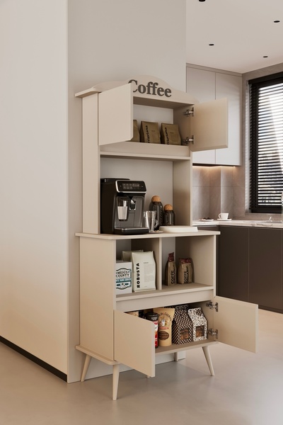 moldesan Forme MDF bej raflı kahve köşesi 172 cm